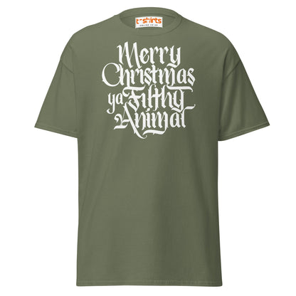 Filthy Animal Christmas T-Shirt | Home Alone Quote - Military Green - T-Shirts Online