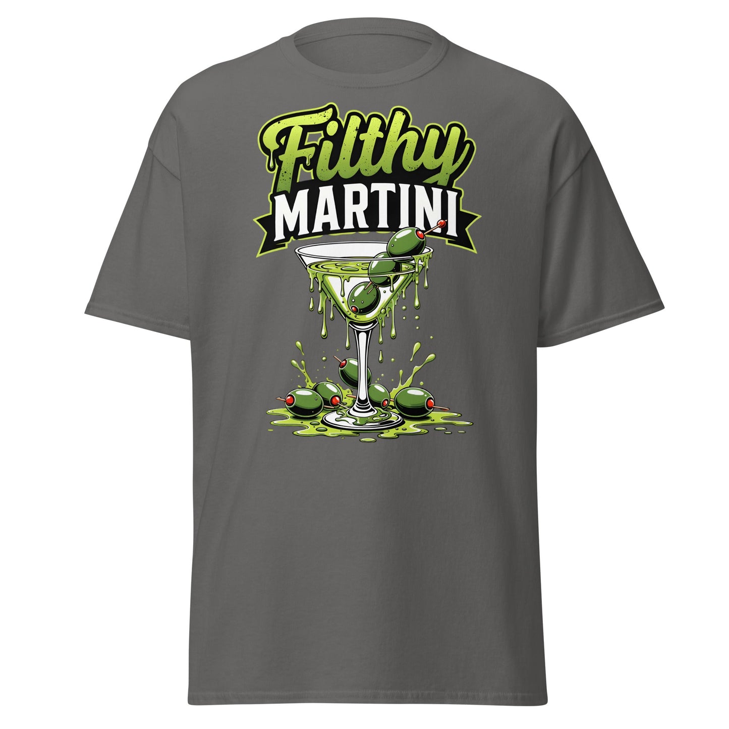 Filthy Martini T-Shirt – Funny Dirty Olive Cocktail Tee - Charcoal - T-Shirts Online