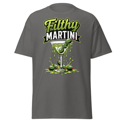 Filthy Martini T-Shirt – Funny Dirty Olive Cocktail Tee - Charcoal - T-Shirts Online
