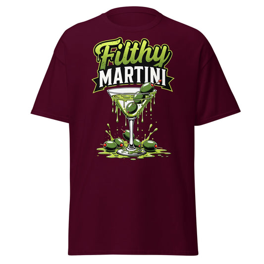Filthy Martini T-Shirt – Funny Dirty Olive Cocktail Tee - Maroon - T-Shirts Online