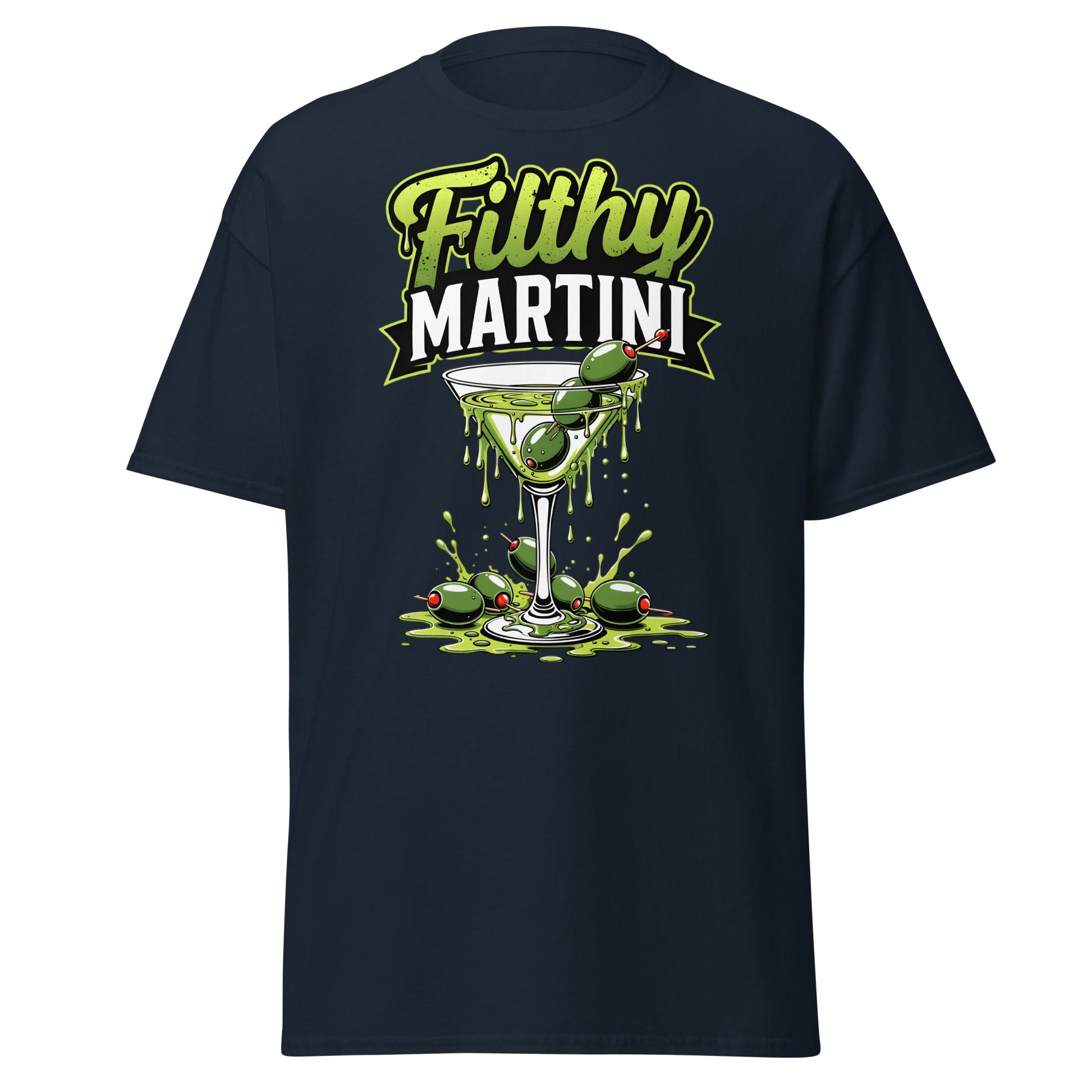 Filthy Martini T-Shirt – Funny Dirty Olive Cocktail Tee - Navy - T-Shirts Online