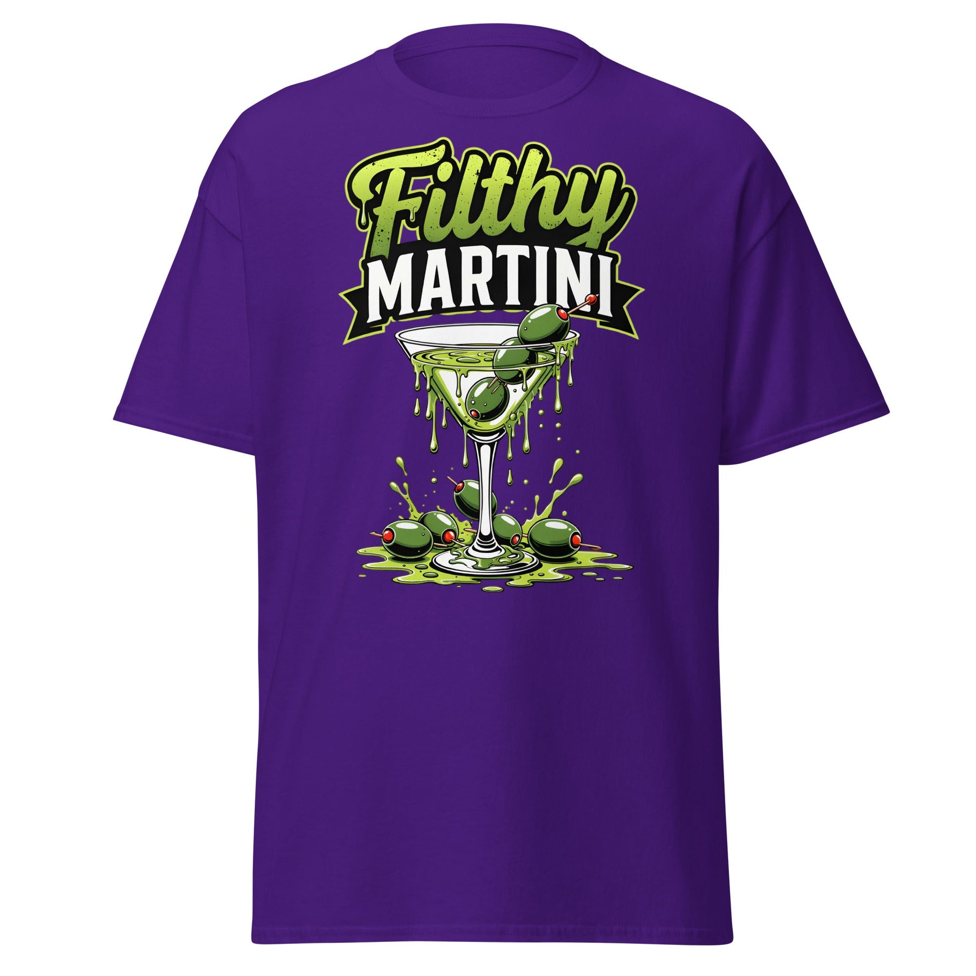 Filthy Martini T-Shirt – Funny Dirty Olive Cocktail Tee - Purple - T-Shirts Online