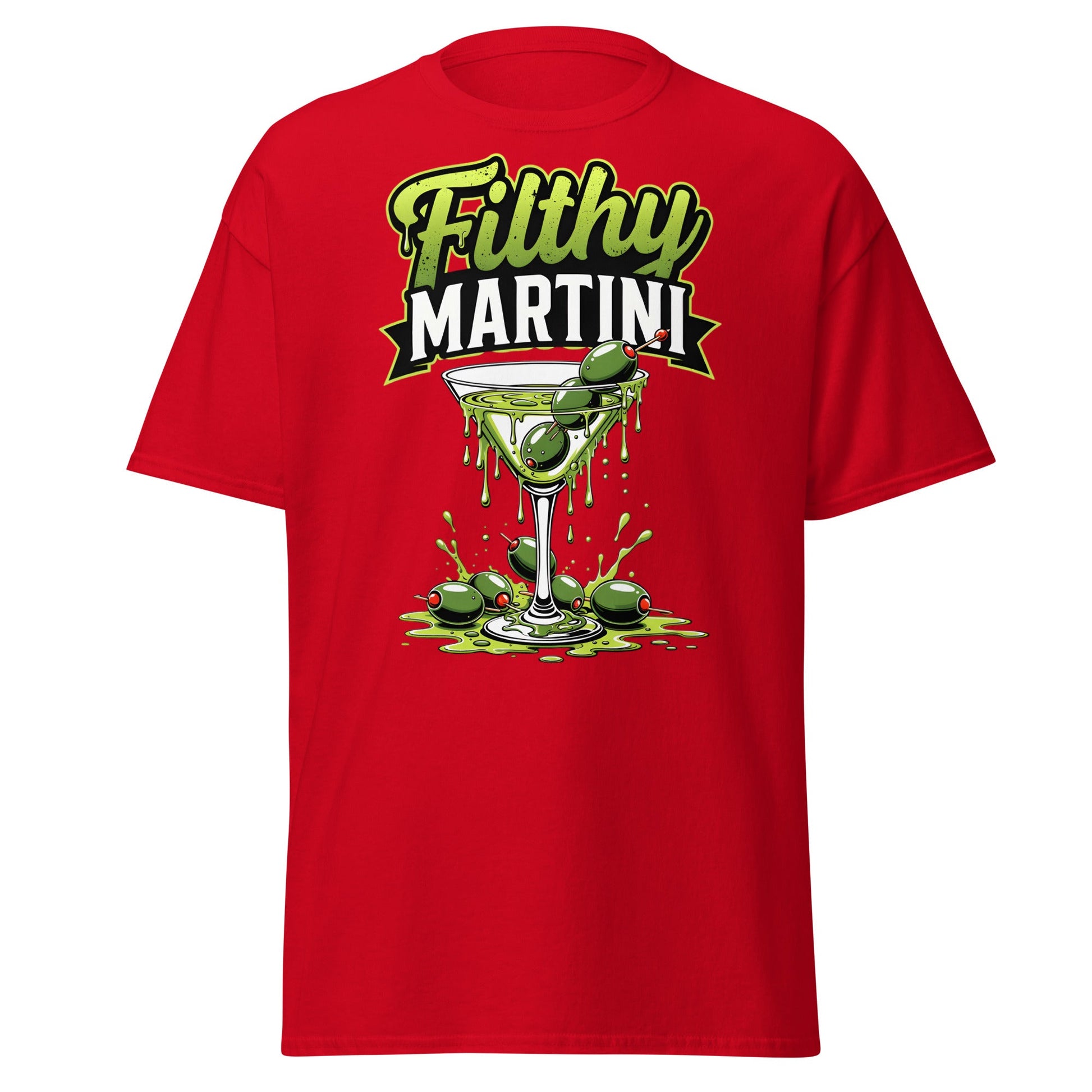 Filthy Martini T-Shirt – Funny Dirty Olive Cocktail Tee - Red - T-Shirts Online