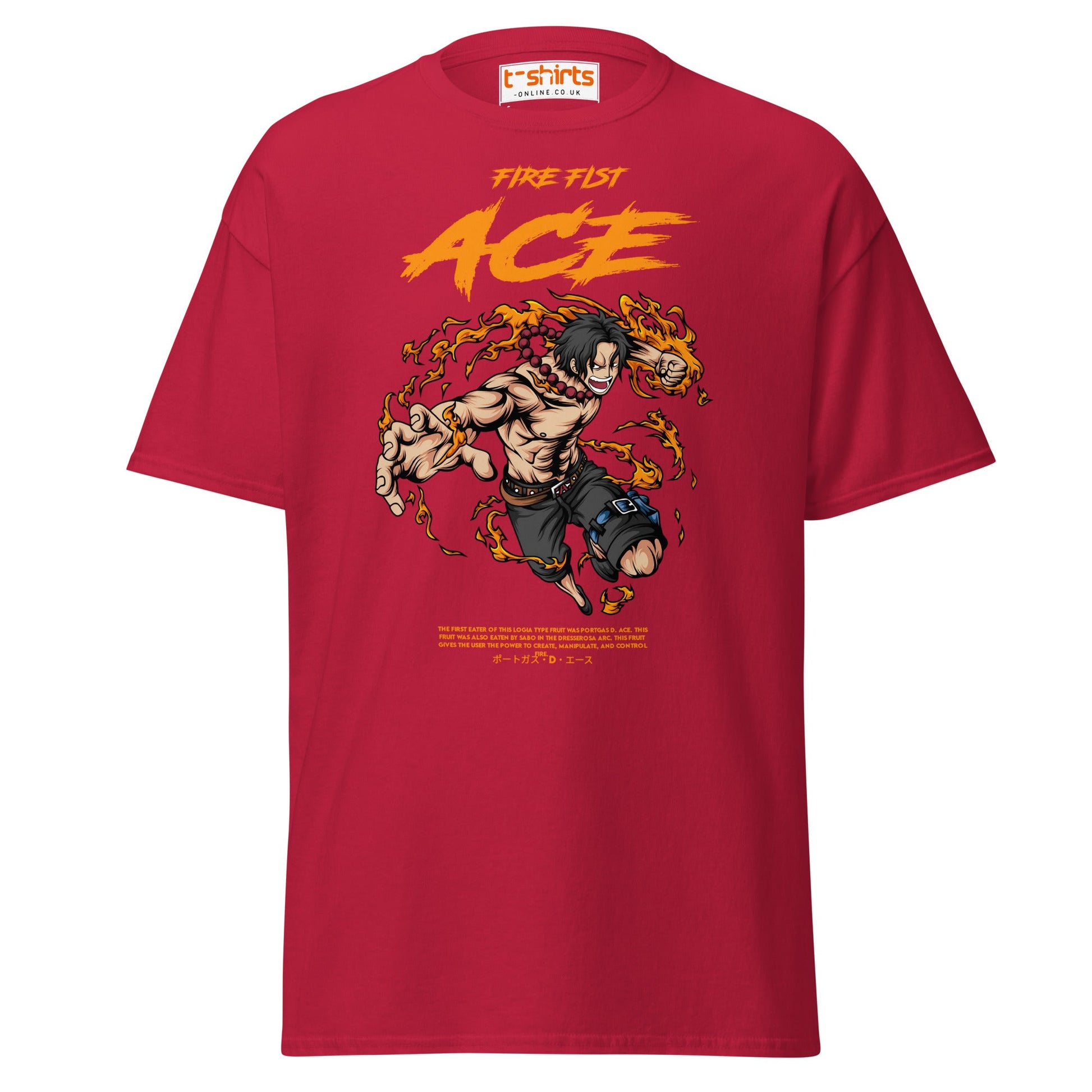 Fire Fist Ace T-Shirt | Anime Flame Warrior Tee - Cardinal - T-Shirts Online