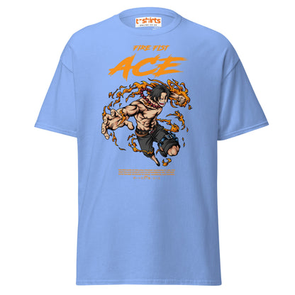 Fire Fist Ace T-Shirt | Anime Flame Warrior Tee - Carolina Blue - T-Shirts Online