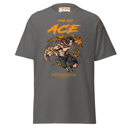 Fire Fist Ace T-Shirt | Anime Flame Warrior Tee - Charcoal - T-Shirts Online