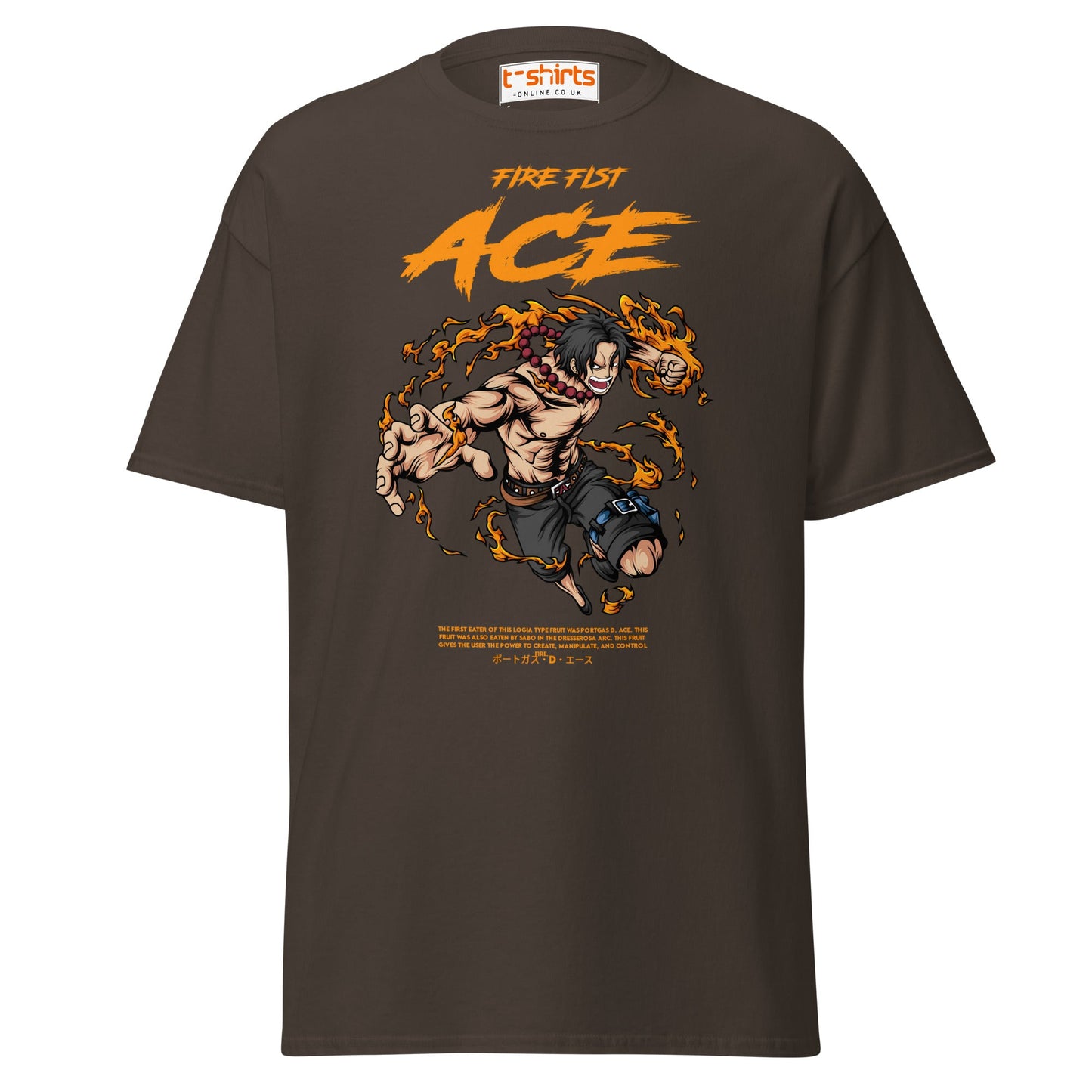 Fire Fist Ace T-Shirt | Anime Flame Warrior Tee - Dark Chocolate - T-Shirts Online