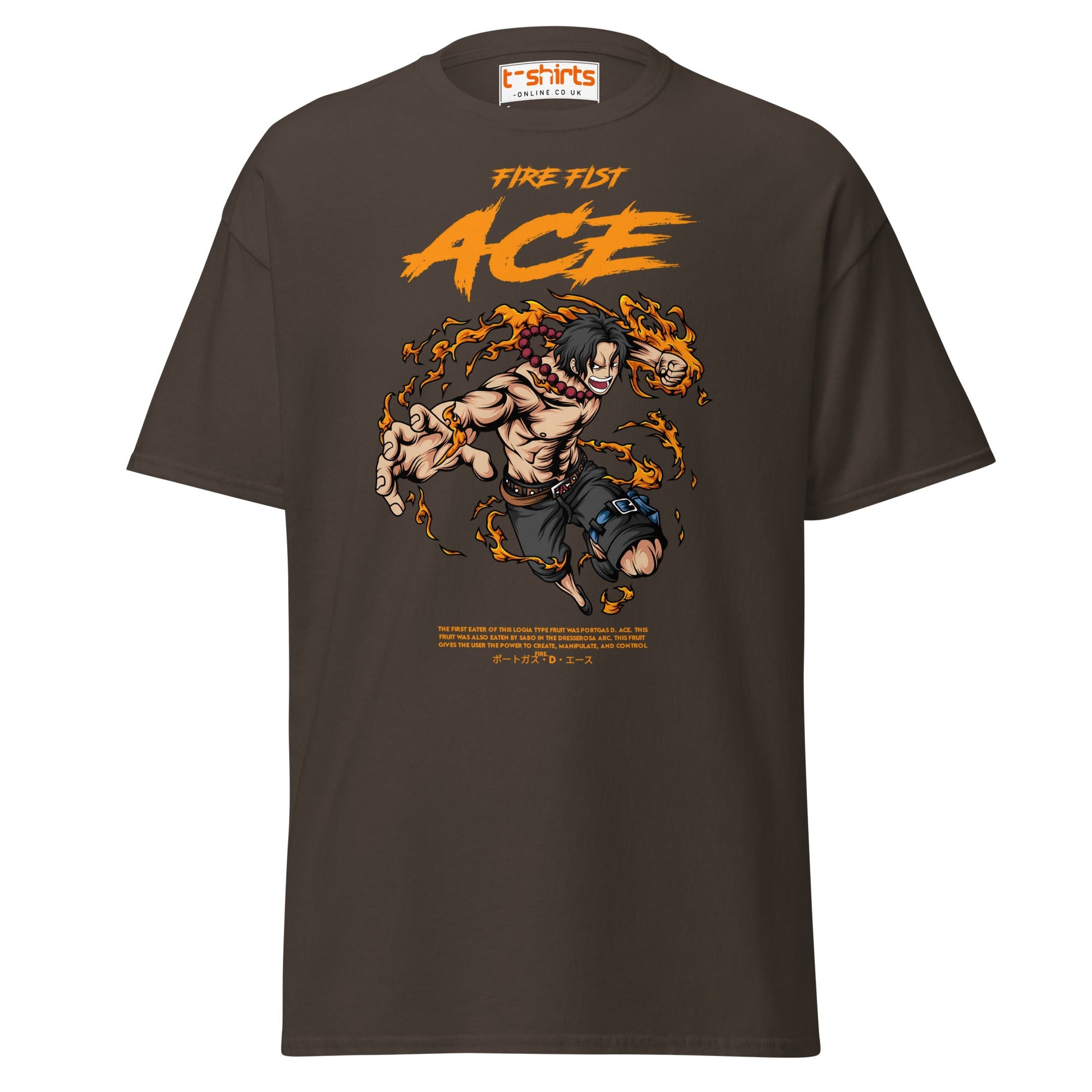Fire Fist Ace T-Shirt | Anime Flame Warrior Tee - Dark Chocolate - T-Shirts Online