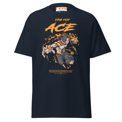 Fire Fist Ace T-Shirt | Anime Flame Warrior Tee - Navy - T-Shirts Online