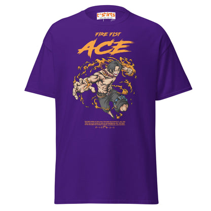 Fire Fist Ace T-Shirt | Anime Flame Warrior Tee - Purple - T-Shirts Online
