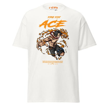 Fire Fist Ace T-Shirt | Anime Flame Warrior Tee - White - T-Shirts Online