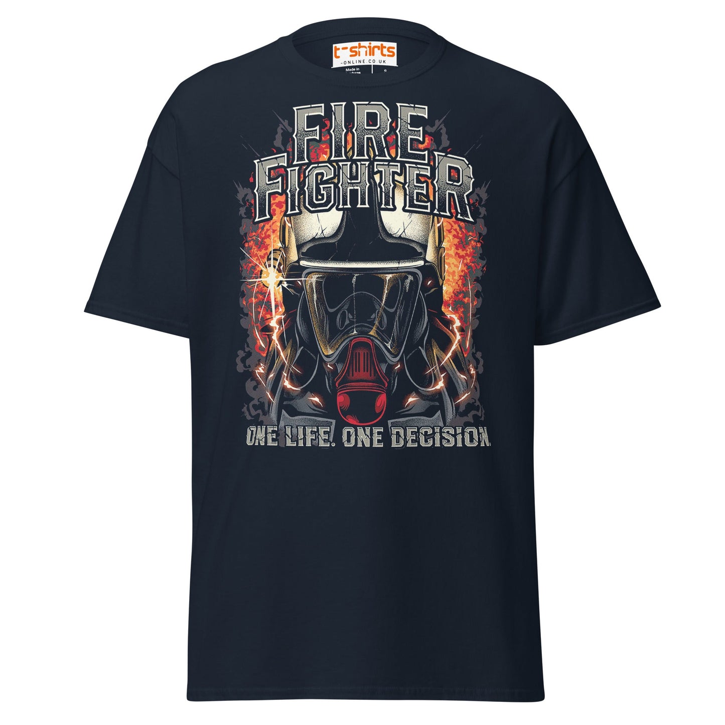 Firefighter T-Shirt | One Life One Decision Tee - Navy - T-Shirts Online