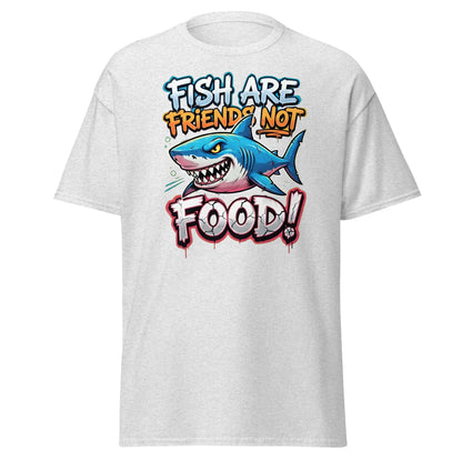 Fish Are Friends Not Food Shark T-Shirt - Ash - T-Shirts Online