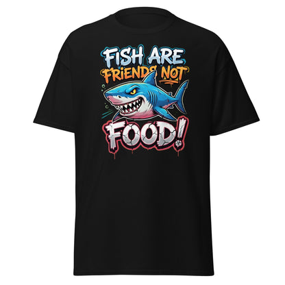 Fish Are Friends Not Food Shark T-Shirt - Black - T-Shirts Online