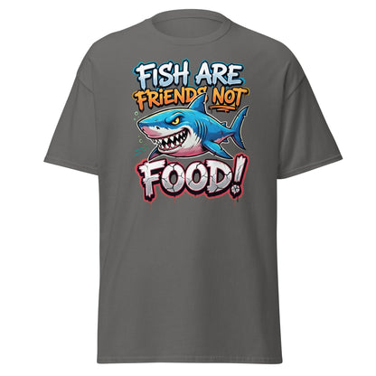 Fish Are Friends Not Food Shark T-Shirt - Charcoal - T-Shirts Online