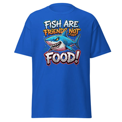 Fish Are Friends Not Food Shark T-Shirt - Royal - T-Shirts Online