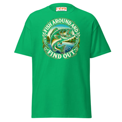 Fish Around and Find Out T-Shirt | Funny Fishing Tee - Irish Green - T-Shirts Online