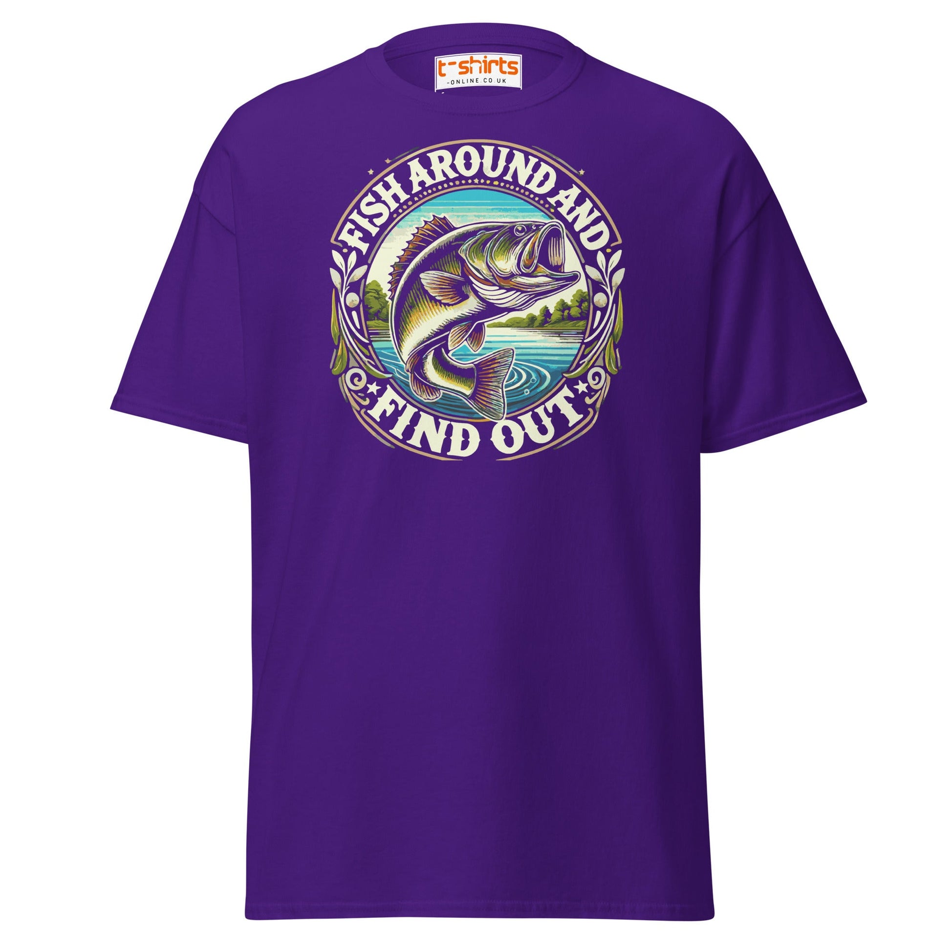 Fish Around and Find Out T-Shirt | Funny Fishing Tee - Purple - T-Shirts Online