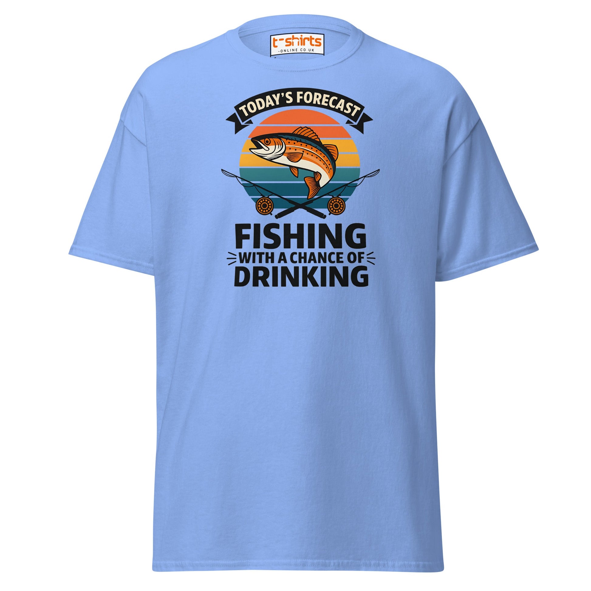 Fishing Forecast Drinking T-Shirt – Funny Outdoor Tee - Carolina Blue - T-Shirts Online