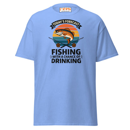 Fishing Forecast Drinking T-Shirt – Funny Outdoor Tee - Carolina Blue - T-Shirts Online