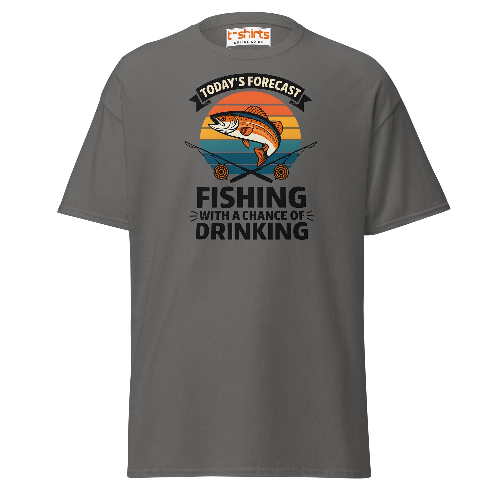 Fishing Forecast Drinking T-Shirt – Funny Outdoor Tee - Charcoal - T-Shirts Online