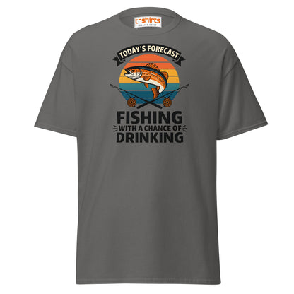 Fishing Forecast Drinking T-Shirt – Funny Outdoor Tee - Charcoal - T-Shirts Online