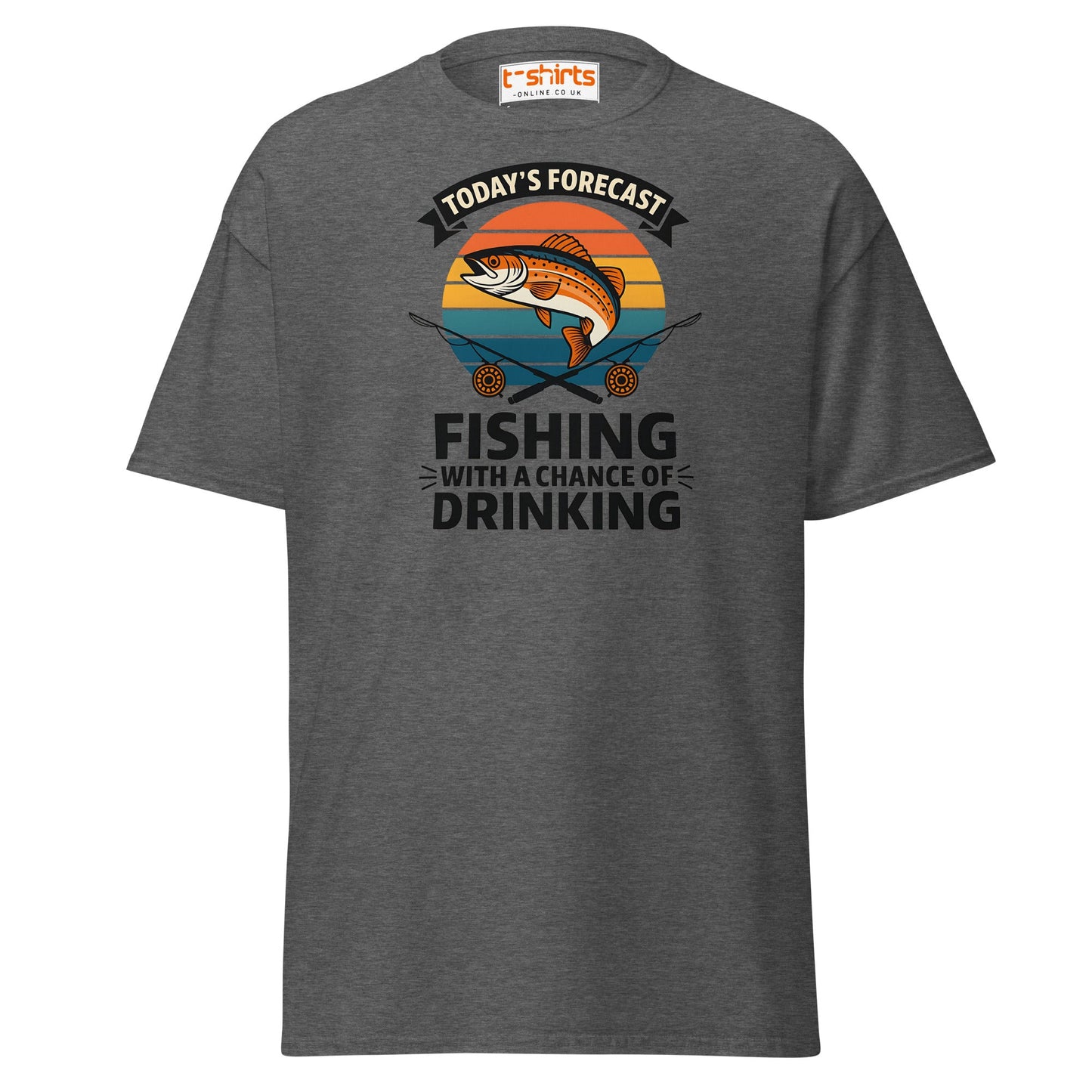 Fishing Forecast Drinking T-Shirt – Funny Outdoor Tee - Dark Heather - T-Shirts Online