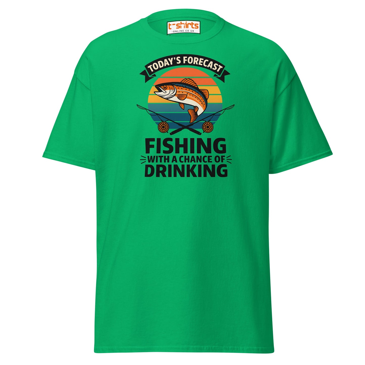 Fishing Forecast Drinking T-Shirt – Funny Outdoor Tee - Irish Green - T-Shirts Online