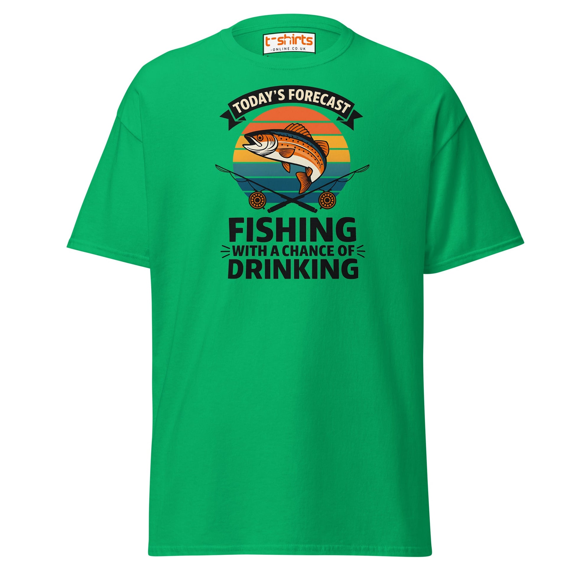 Fishing Forecast Drinking T-Shirt – Funny Outdoor Tee - Irish Green - T-Shirts Online