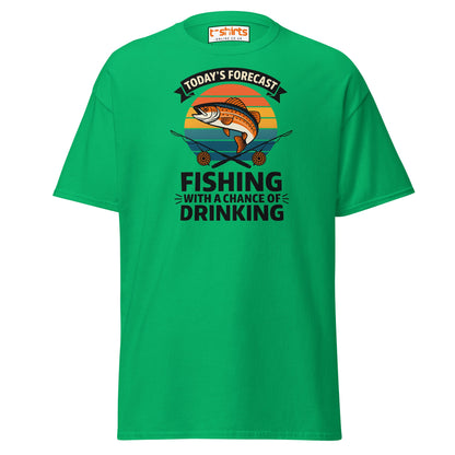 Fishing Forecast Drinking T-Shirt – Funny Outdoor Tee - Irish Green - T-Shirts Online