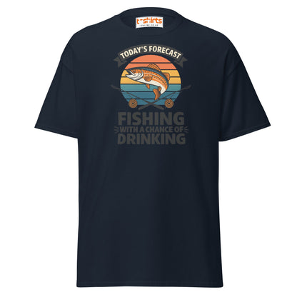 Fishing Forecast Drinking T-Shirt – Funny Outdoor Tee - Navy - T-Shirts Online