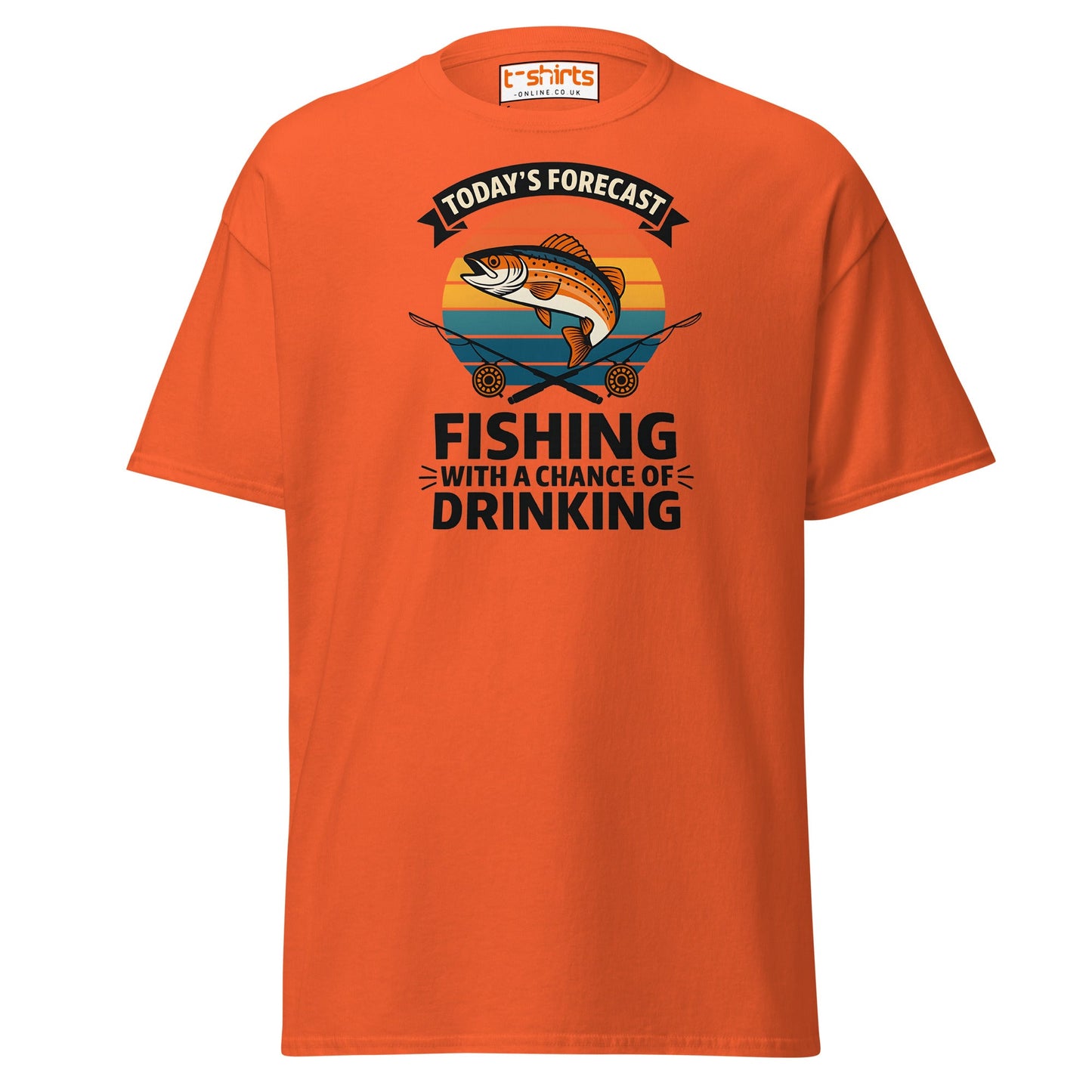 Fishing Forecast Drinking T-Shirt – Funny Outdoor Tee - Orange - T-Shirts Online