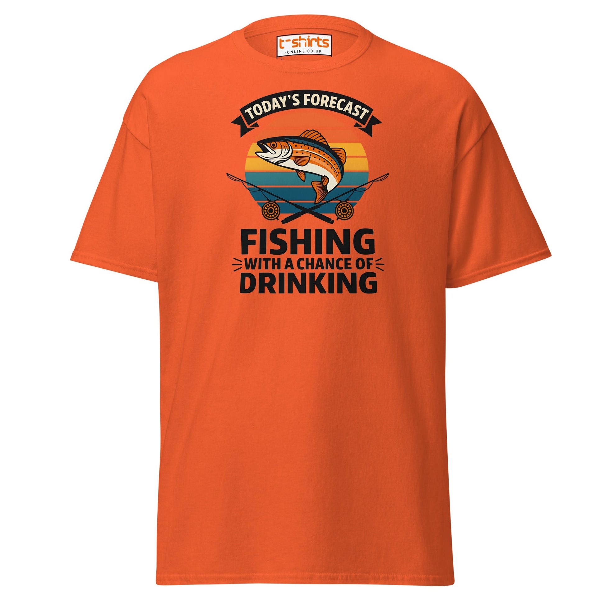 Fishing Forecast Drinking T-Shirt – Funny Outdoor Tee - Orange - T-Shirts Online
