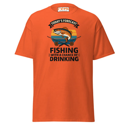 Fishing Forecast Drinking T-Shirt – Funny Outdoor Tee - Orange - T-Shirts Online