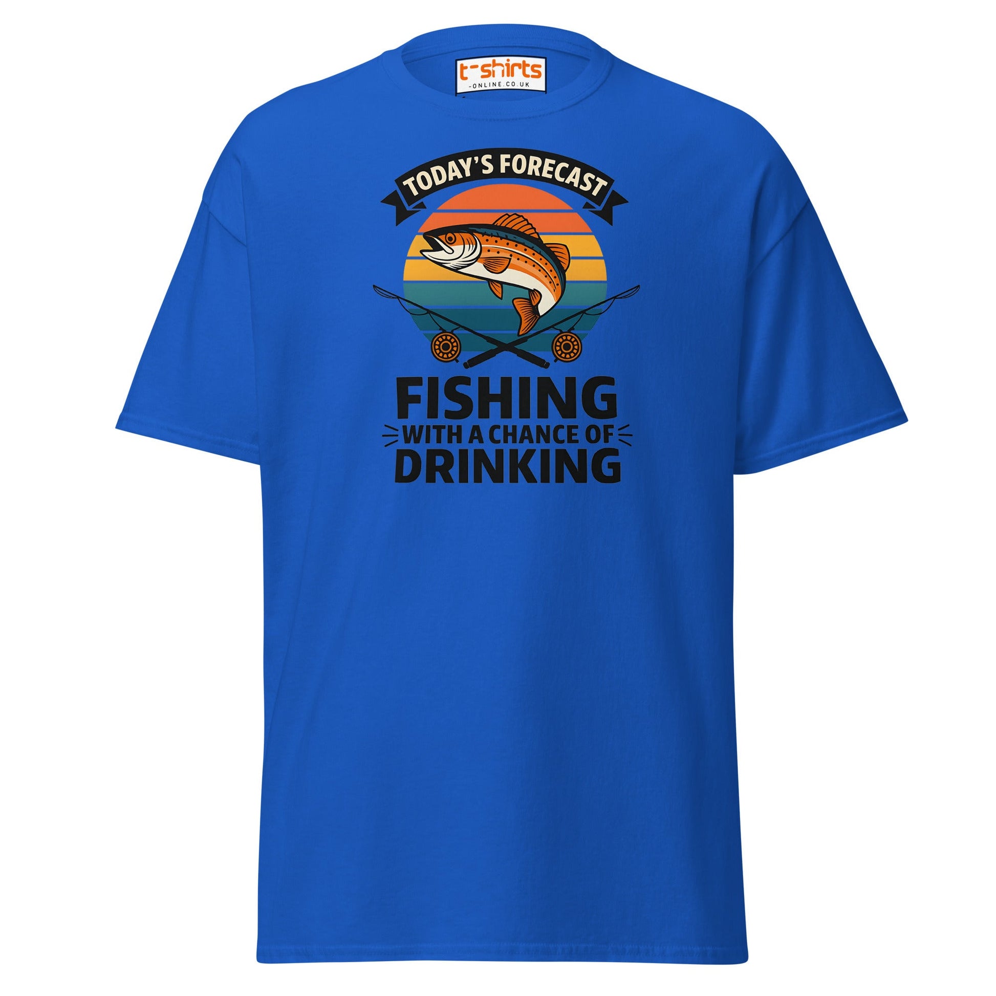 Fishing Forecast Drinking T-Shirt – Funny Outdoor Tee - Royal - T-Shirts Online