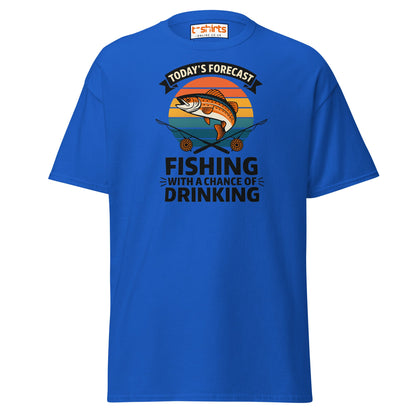Fishing Forecast Drinking T-Shirt – Funny Outdoor Tee - Royal - T-Shirts Online