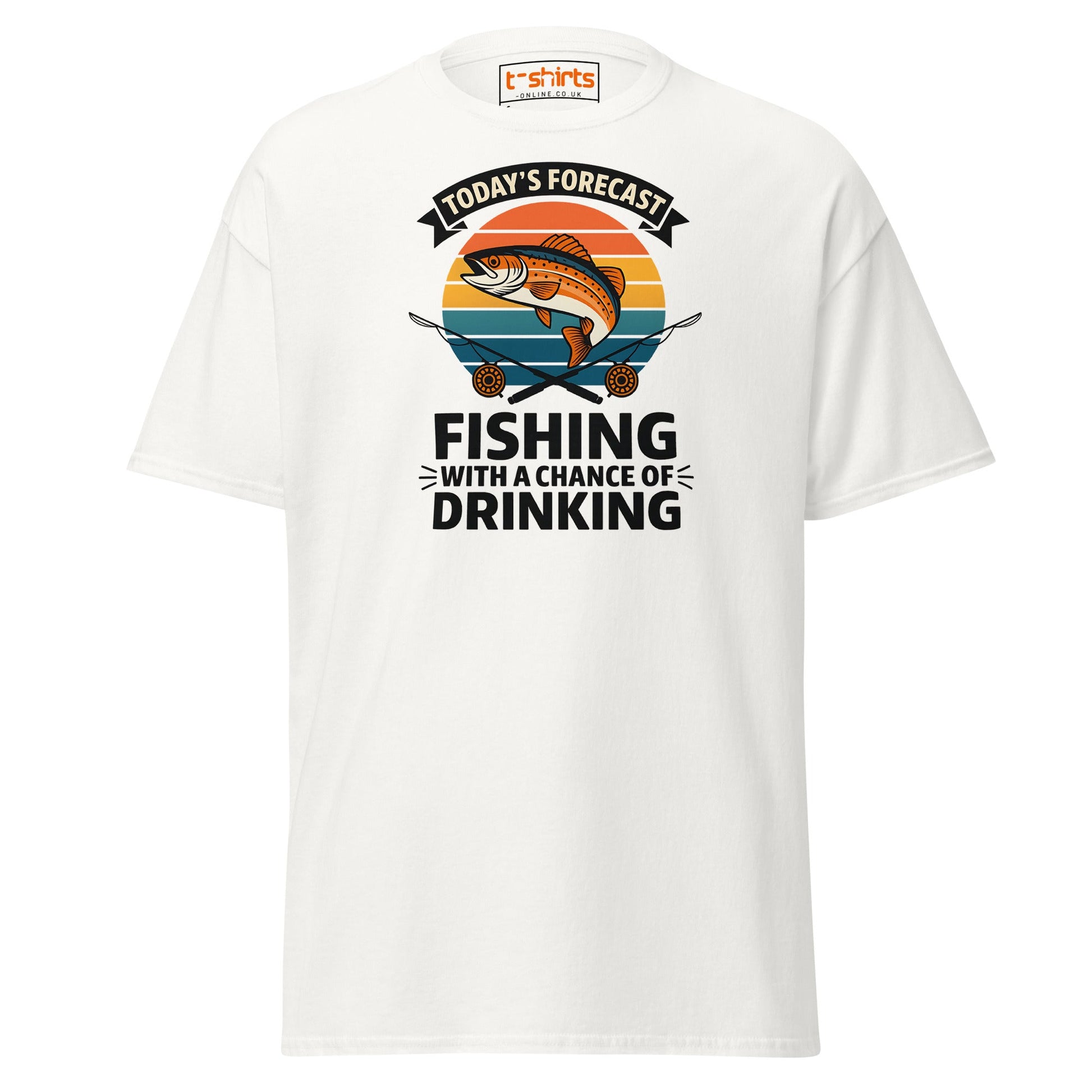 Fishing Forecast Drinking T-Shirt – Funny Outdoor Tee - White - T-Shirts Online