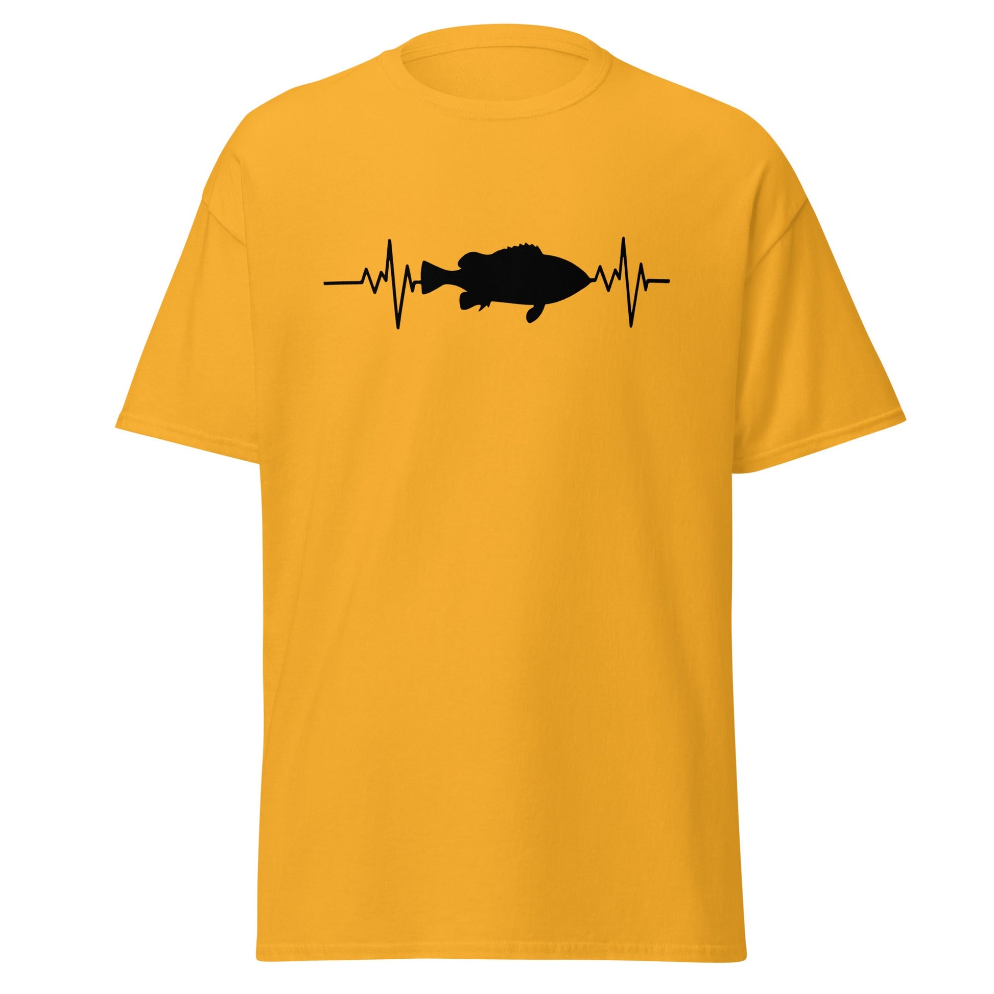 Fishing Heartbeat | Fishing T-Shirt - Gold - T-Shirts Online