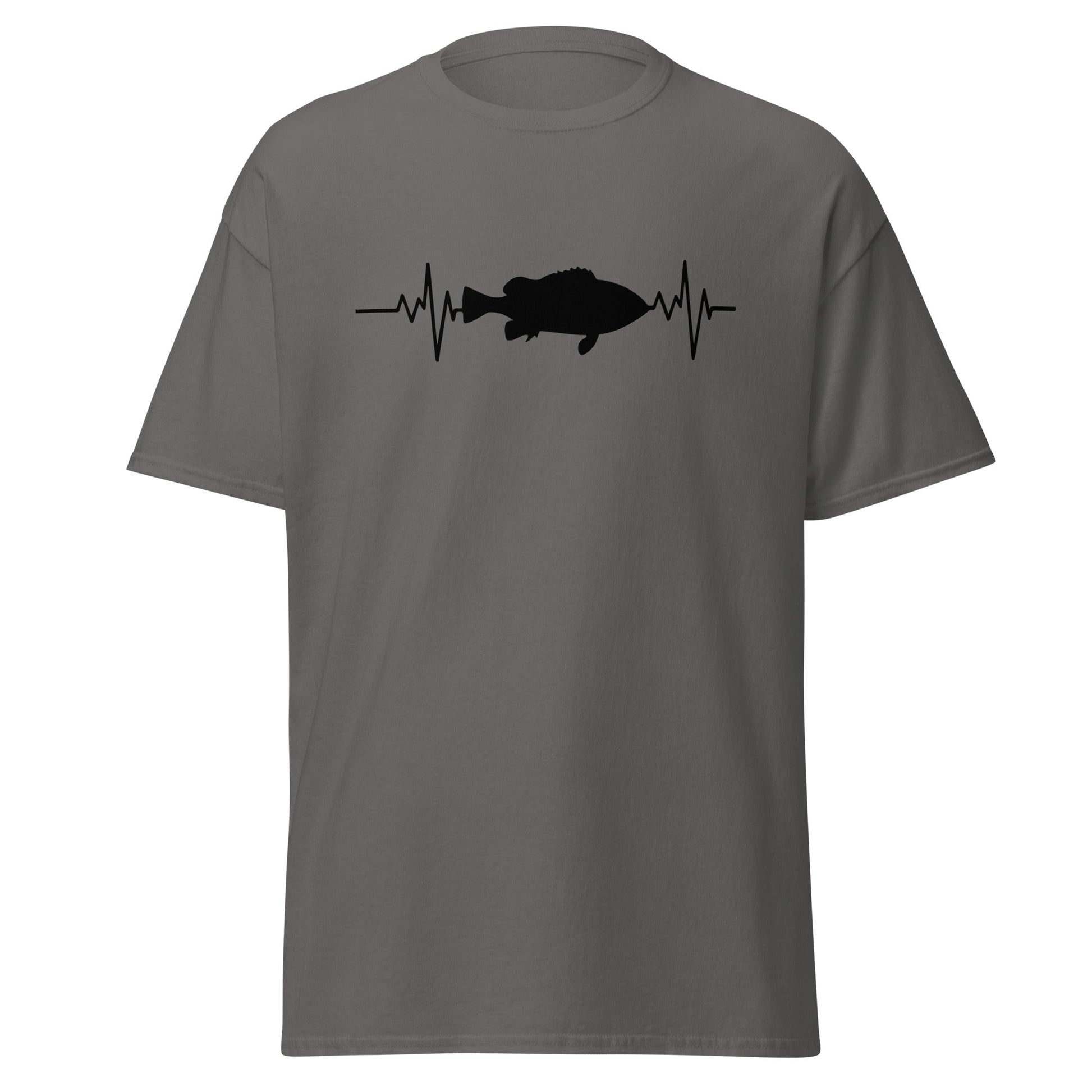Fishing Heartbeat | Fishing T-Shirt - Charcoal - T-Shirts Online