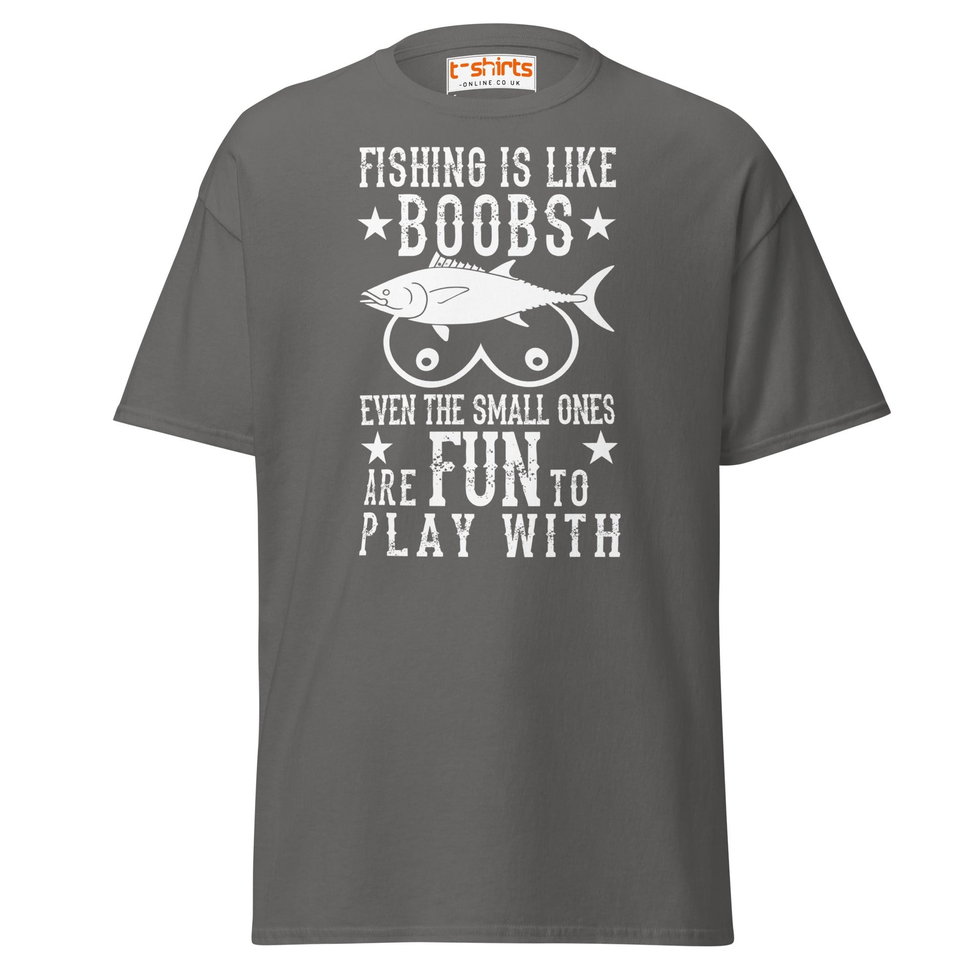 Fishing Is Like Boobs T-Shirt - Charcoal - T-Shirts Online