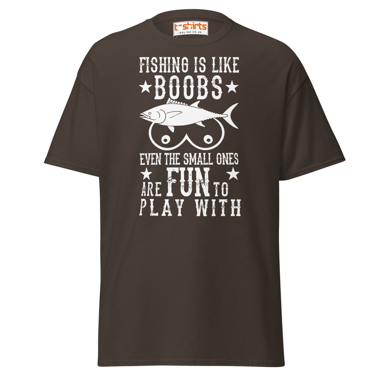 Fishing Is Like Boobs T-Shirt - Dark Chocolate - T-Shirts Online