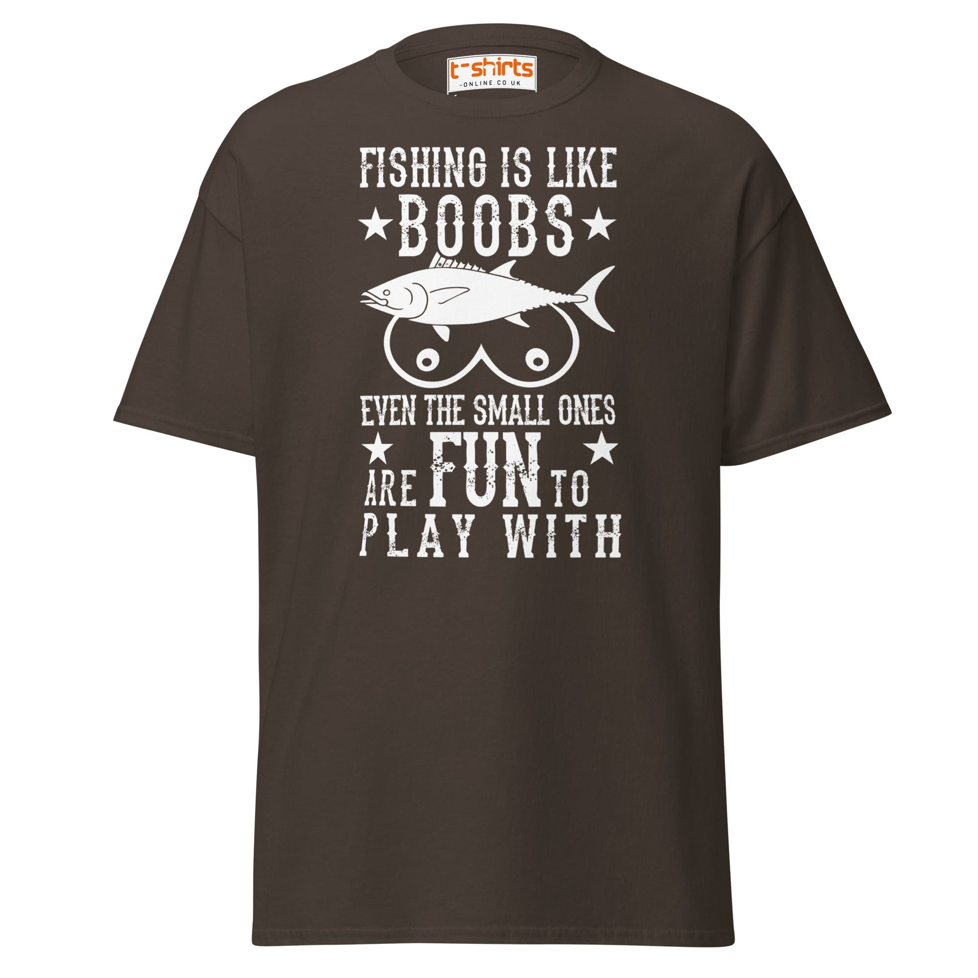 Fishing Is Like Boobs T-Shirt - Dark Chocolate - T-Shirts Online