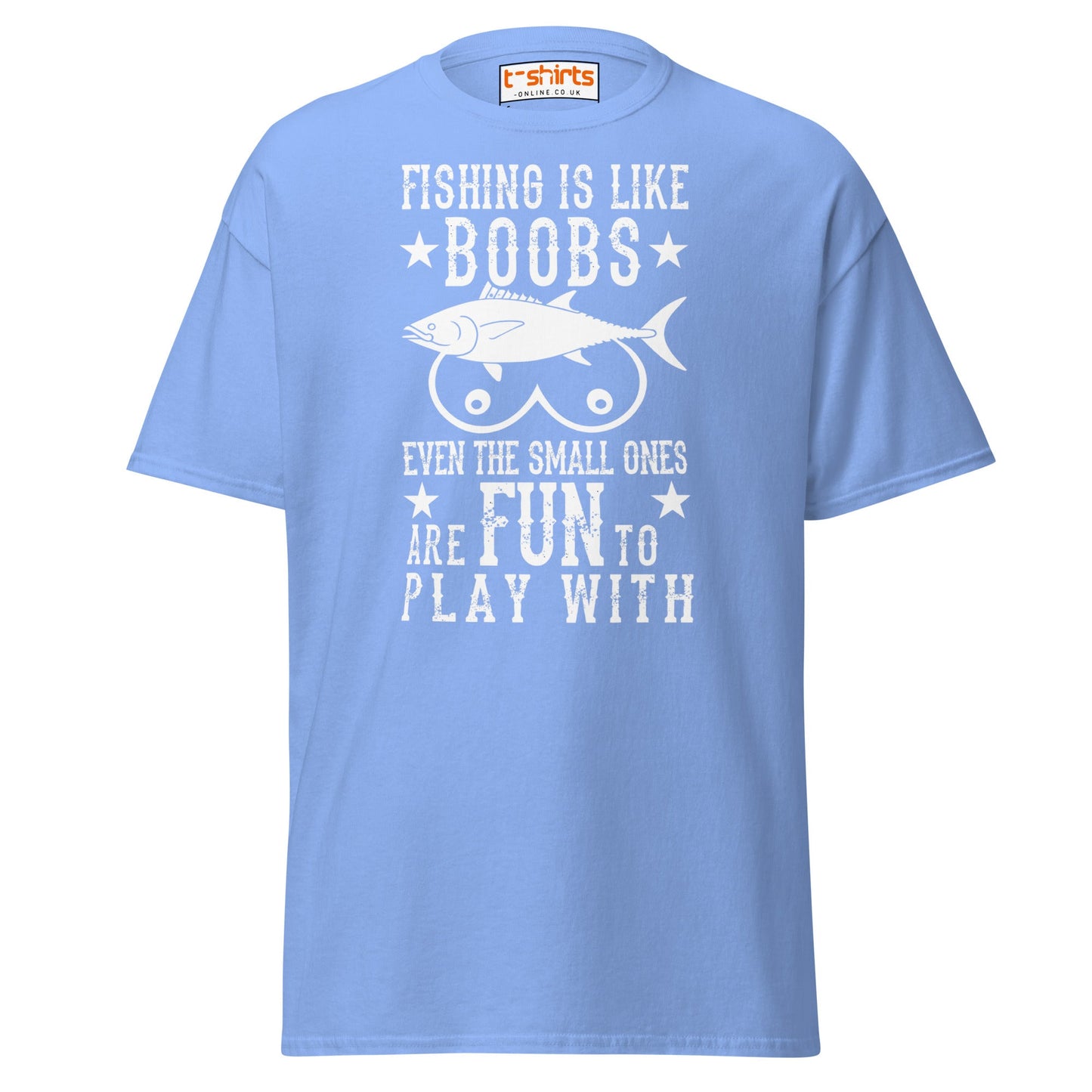 Fishing Is Like Boobs T-Shirt | Funny Adult Humor Tee - Carolina Blue - T-Shirts Online