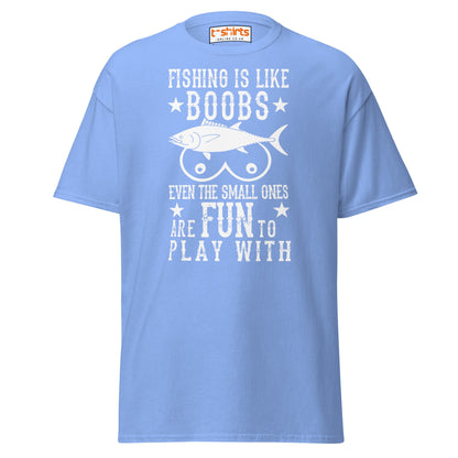 Fishing Is Like Boobs T-Shirt | Funny Adult Humor Tee - Carolina Blue - T-Shirts Online