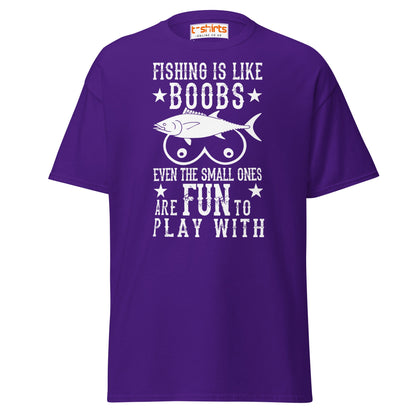 Fishing Is Like Boobs T-Shirt | Funny Adult Humor Tee - Purple - T-Shirts Online