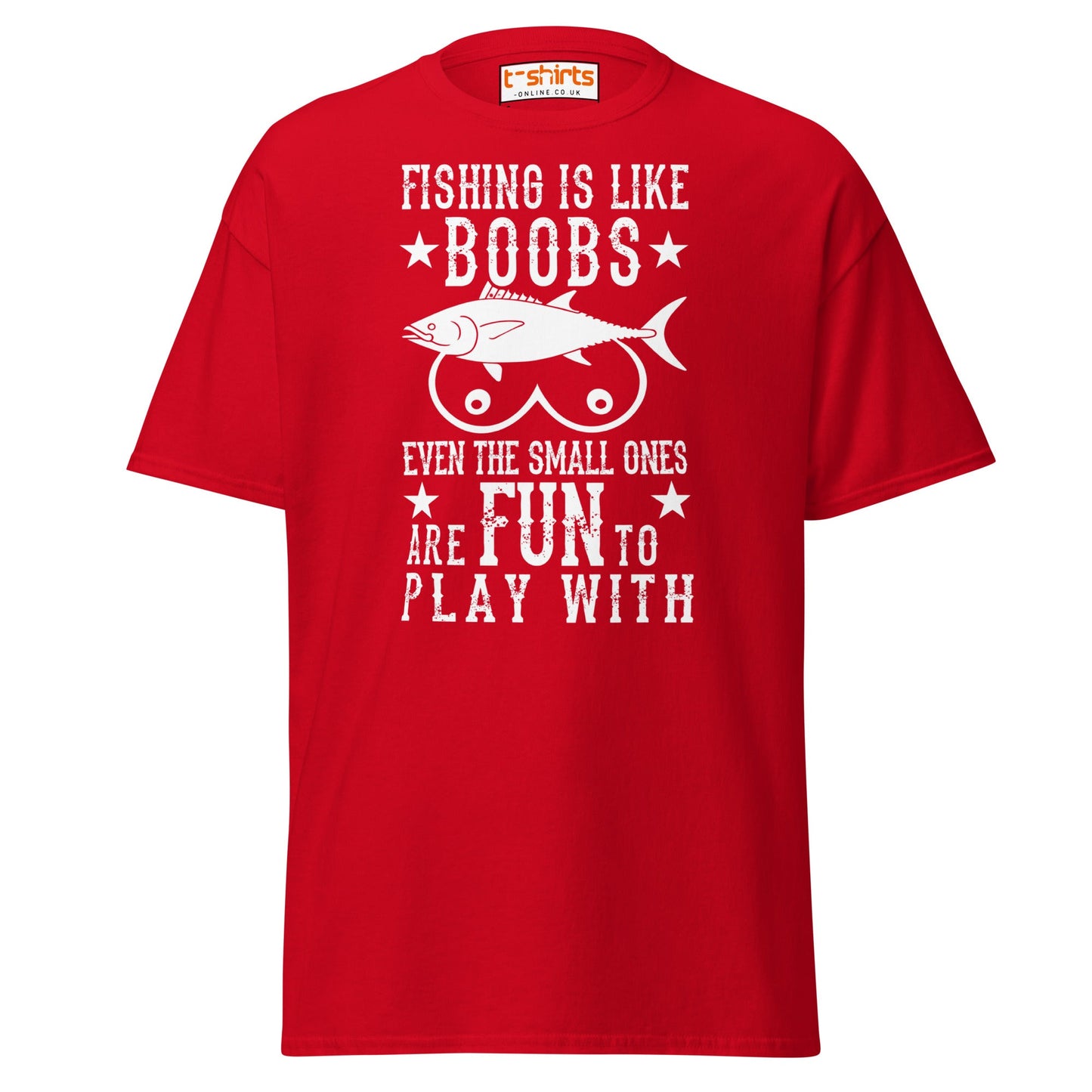 Fishing Is Like Boobs T-Shirt | Funny Adult Humor Tee - Red - T-Shirts Online