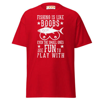 Fishing Is Like Boobs T-Shirt | Funny Adult Humor Tee - Red - T-Shirts Online