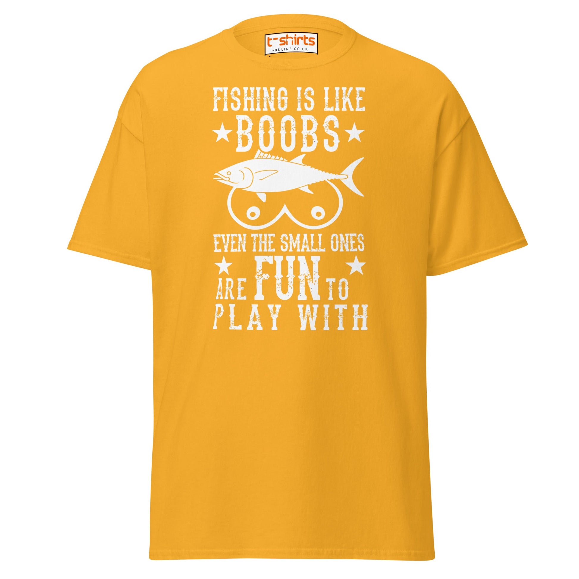 Fishing Is Like Boobs T-Shirt - Gold - T-Shirts Online