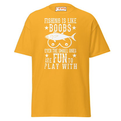 Fishing Is Like Boobs T-Shirt - Gold - T-Shirts Online