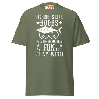 Fishing Is Like Boobs T-Shirt - Military Green - T-Shirts Online